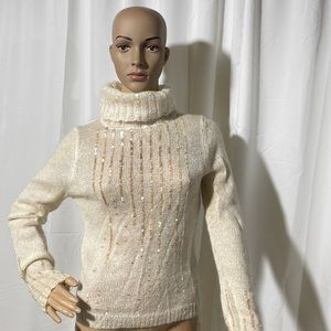 MODA INTERNATIONAL sequinned turtleneck  MOHAIR SWEATER S
